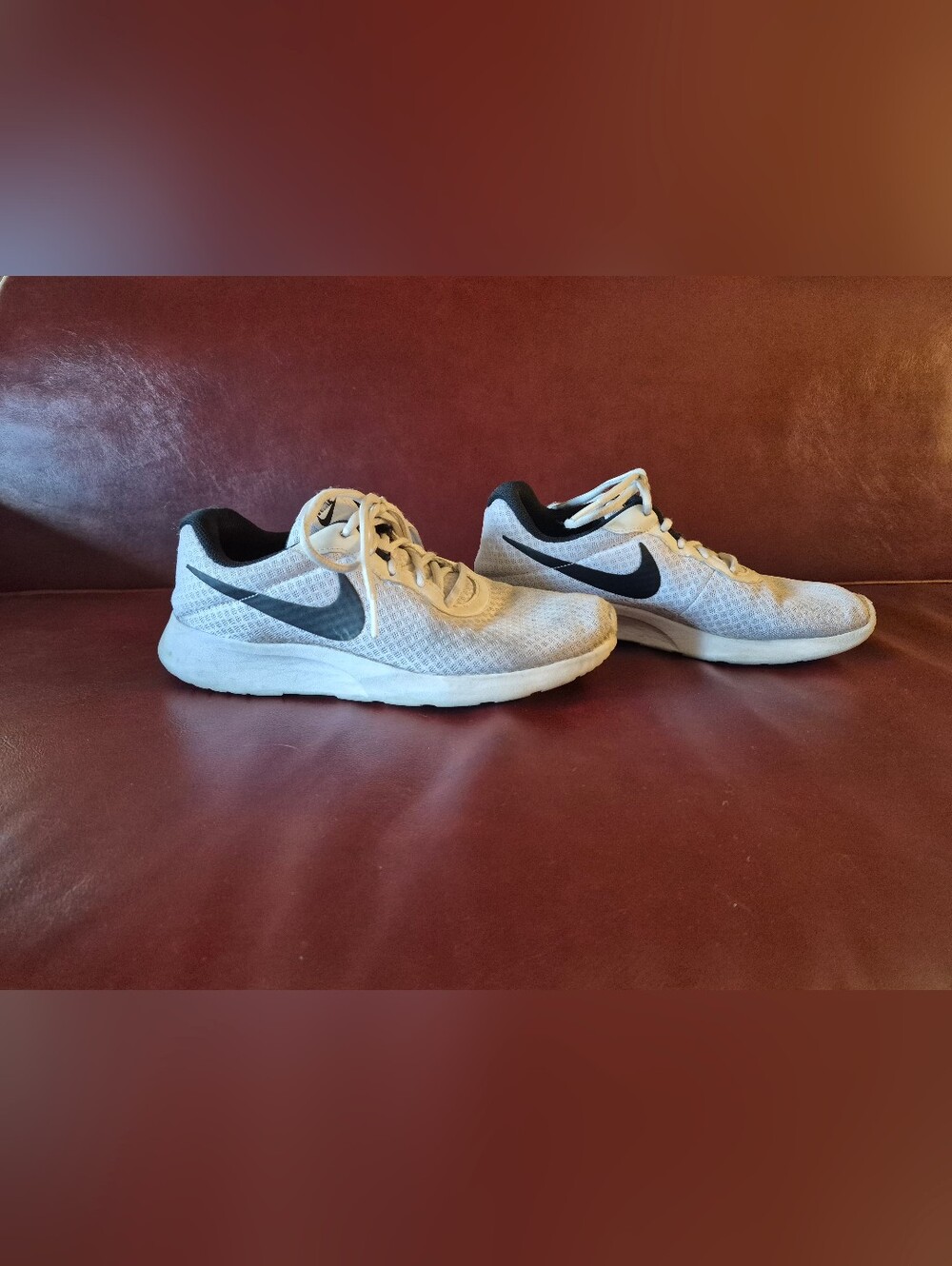 Nike White Mesh Running Shoes with Black Swoosh